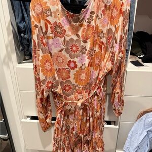 TALULAH Floral Mini Dress - Orange and Pink